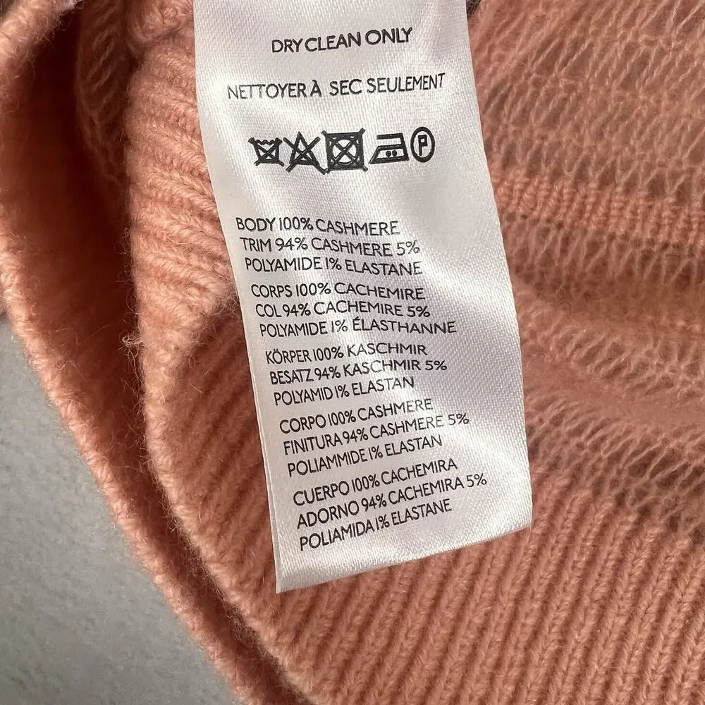 Pilcro Stitched Cashmere Sweater Women's Small Peachy Pink Crop Boxy